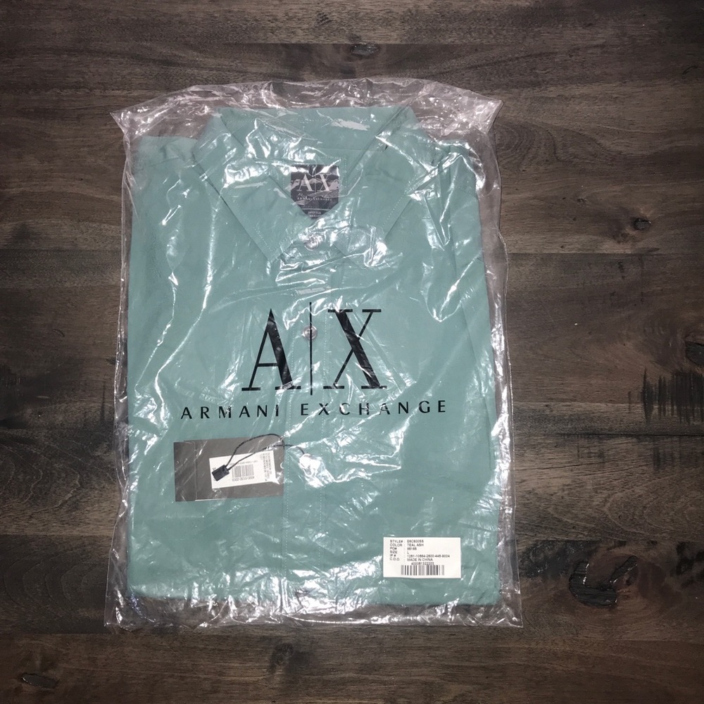 A/X Armani Exchange Button-Down Shirt- teal NWT